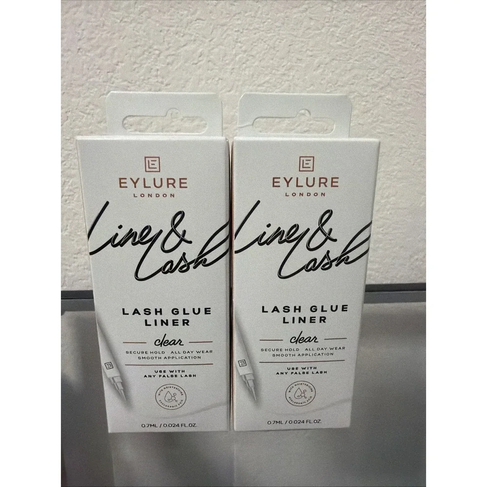 2 Pens (0.7mL each) Eylure Line & Lash Glue Liner CLEAR Secure Hold All Day Wear